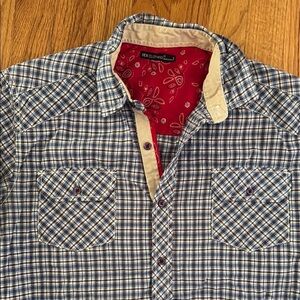 DEX Clothing Men's M Blue Plaid Short Sleeve Button Down